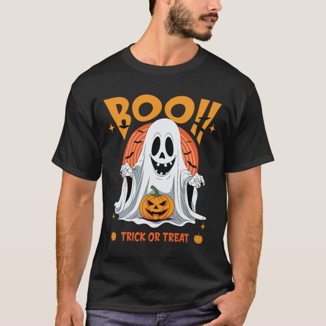 Camiseta Boo! Ghost Halloween Trick or Treat (Frente)