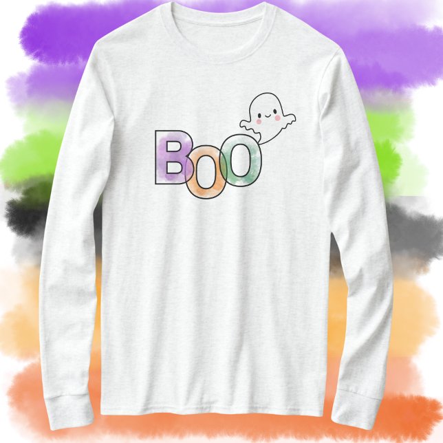 Camiseta Boo Ghost Long Sleeve Fall Halloween (Criador carregado)