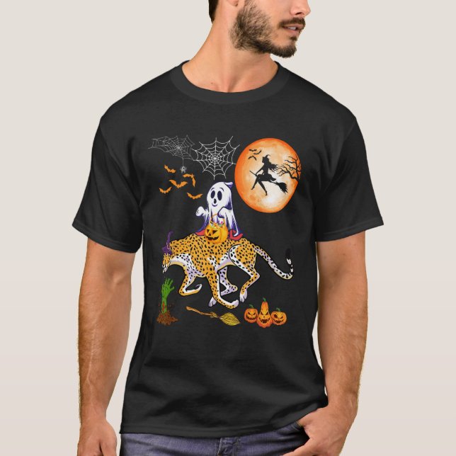 Camiseta Boo Ghost Riding Cheetah Horror Candy Bag Carved P (Frente)