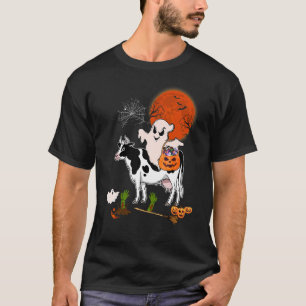 Camiseta Boo Ghost Riding Cow Com Candy Basket Scarpk