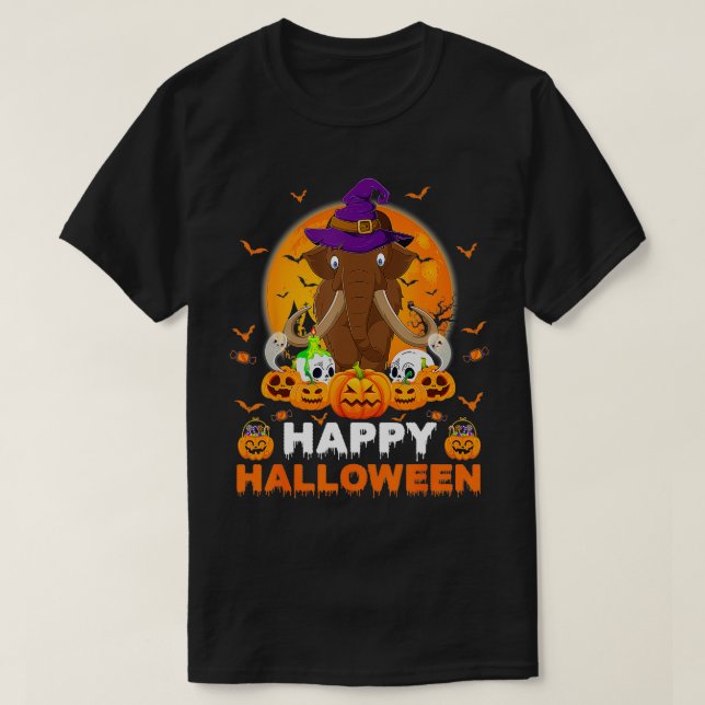 Camiseta Boo Ghost Scary Pumpkin Moon Wity Wooly Mammoth (Frente do Design)