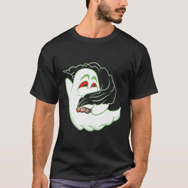 Camiseta Boo Ghost Smoking Weed ThHappy Halloweed (Frente)
