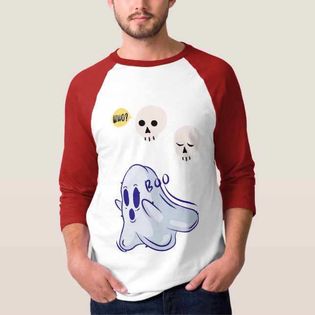 Camiseta Boo Ghost UK 31 Spooky USA Skull Outubro Halloween (Frente)