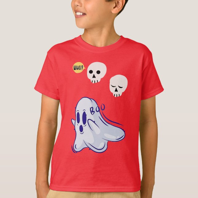 Camiseta Boo Ghost UK 31 Spooky USA Skull Outubro Halloween (Frente)