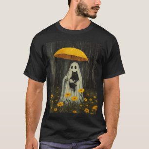 Camiseta Boo Ghost Umbrella Black Cat Floral Halloween