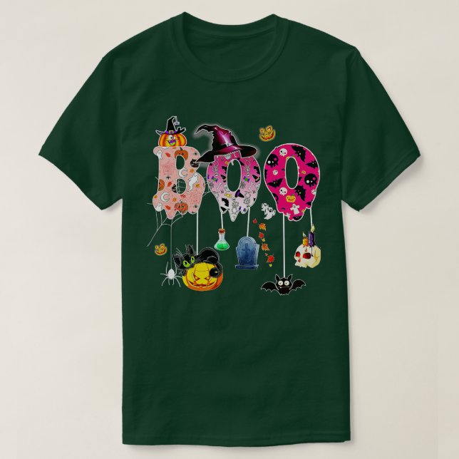 Camiseta Boo Halloween Costume Spiders Fantasma Pumpkin & W (Frente do Design)