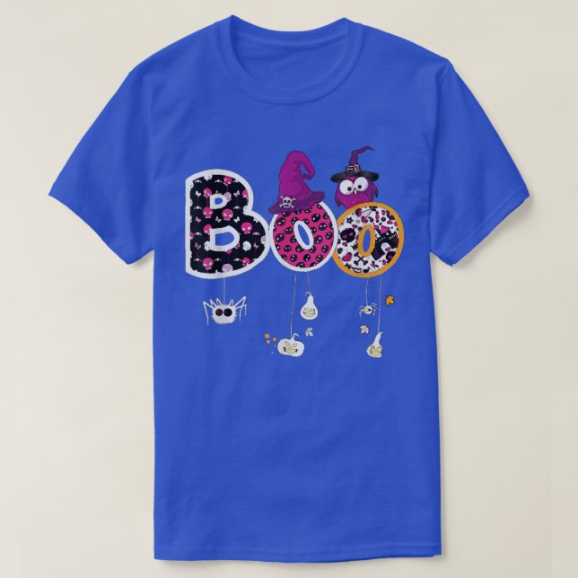 Camiseta Boo Halloween Costume Spiders, Fantasmas, Pumkin e (Frente do Design)