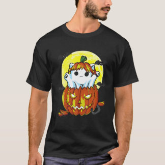 Camiseta Boo Halloween Ghost Cat Pumpkin Engraçado Cat Love
