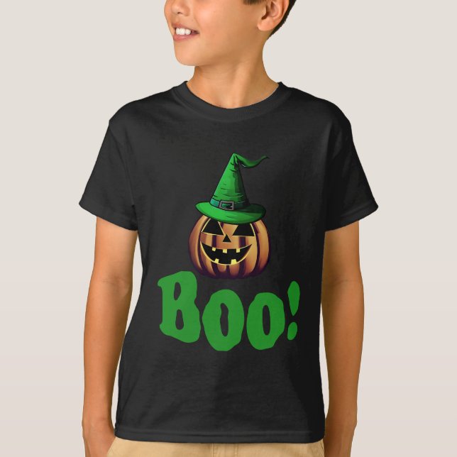 Camiseta Boo Halloween Jack O Lanterna crianças T-Shirt (Frente)