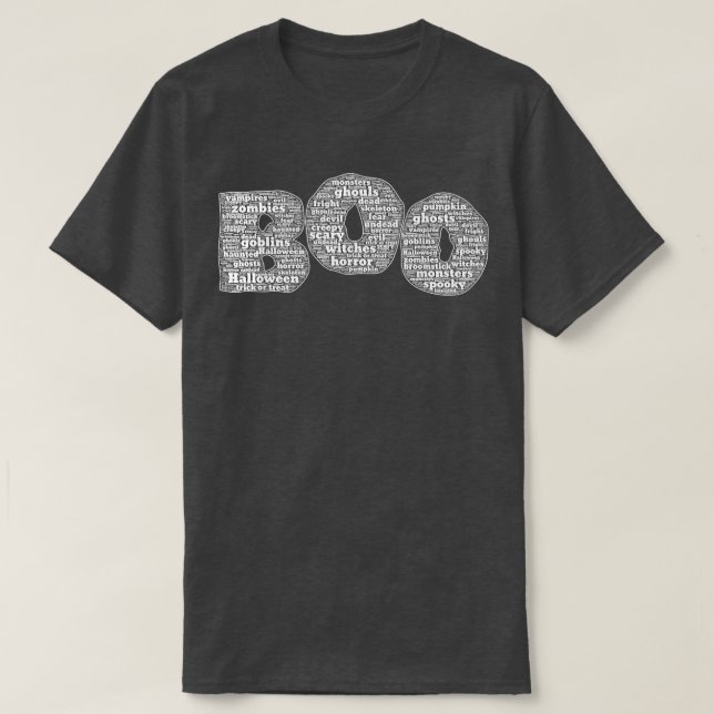 Camiseta Boo - Halloween Wordcloud Text  (Frente do Design)