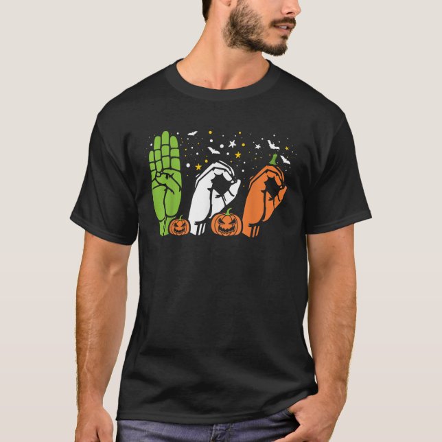 Camiseta Boo Hands American Sign Language ASL Halloween Pri (Frente)
