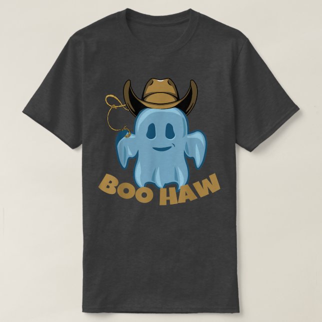 Camiseta Boo haw cowboy cowboy fantasma do Halloween ociden (Frente do Design)