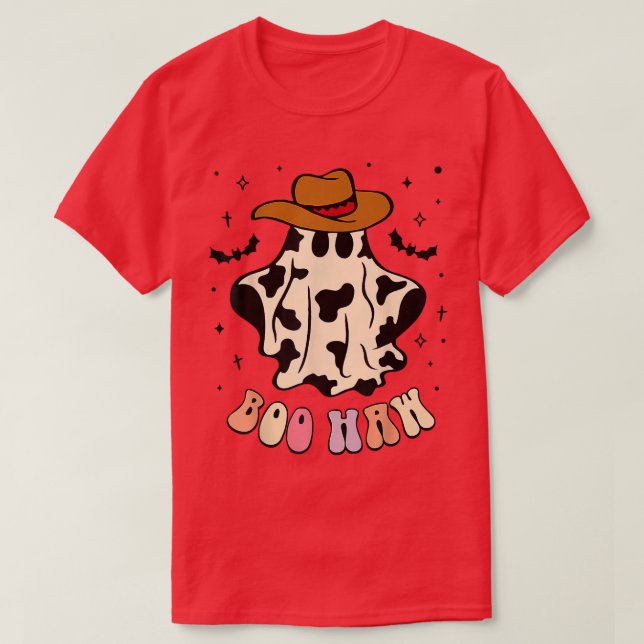 Camiseta Boo haw ghost Western cowboy cowboy engraçado Hall (Frente do Design)