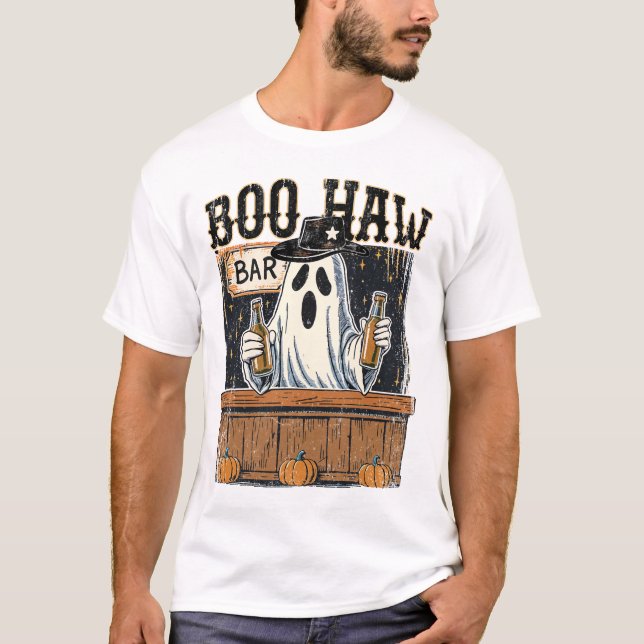 Camiseta Boo Haw Retro Western Halloween (Frente)