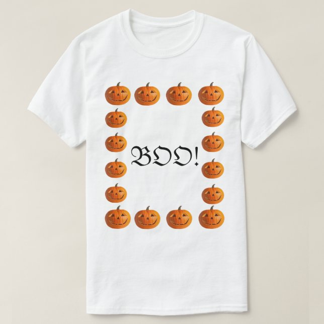 Camiseta BOO Jack-O-Lanterna 2 T-Shirt (Frente do Design)