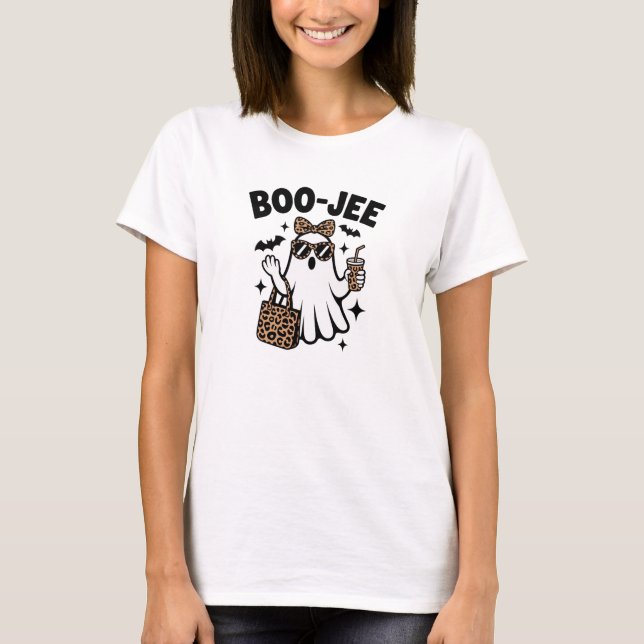 Camiseta BOO-JEE Ghost – Stylish Halloween Diva Design (Frente)