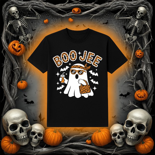 Camiseta Boo-Jee Ghost | Trendy Leopard Print Halloween (Criador carregado)
