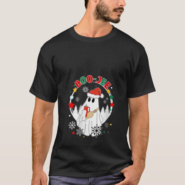 Camiseta Boo Jee Papais noeis De Natal Ghost Bougie Stanley (Frente)