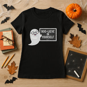 Camiseta BOO-LIEVE em si mesmo Professor Halloween Ghost