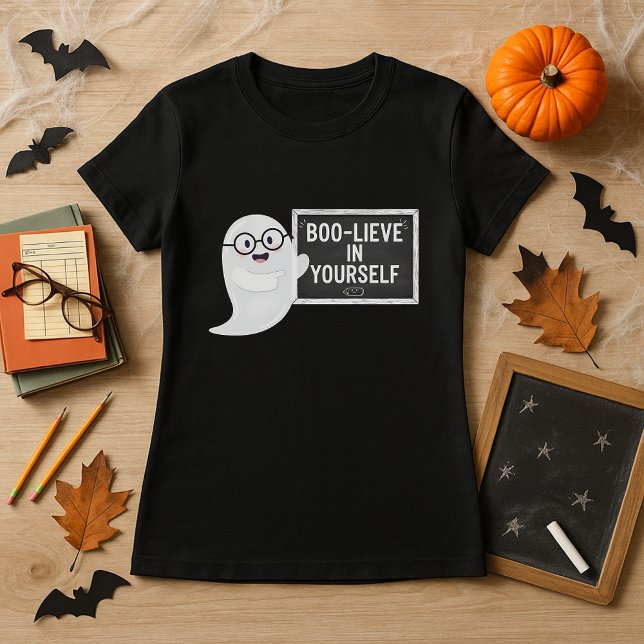 Camiseta BOO-LIEVE em si mesmo Professor Halloween Ghost (Criador carregado)