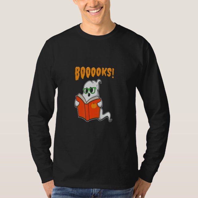 Camiseta Boo Ooks Ghost Book Reading  Halloween Spooky (Frente)