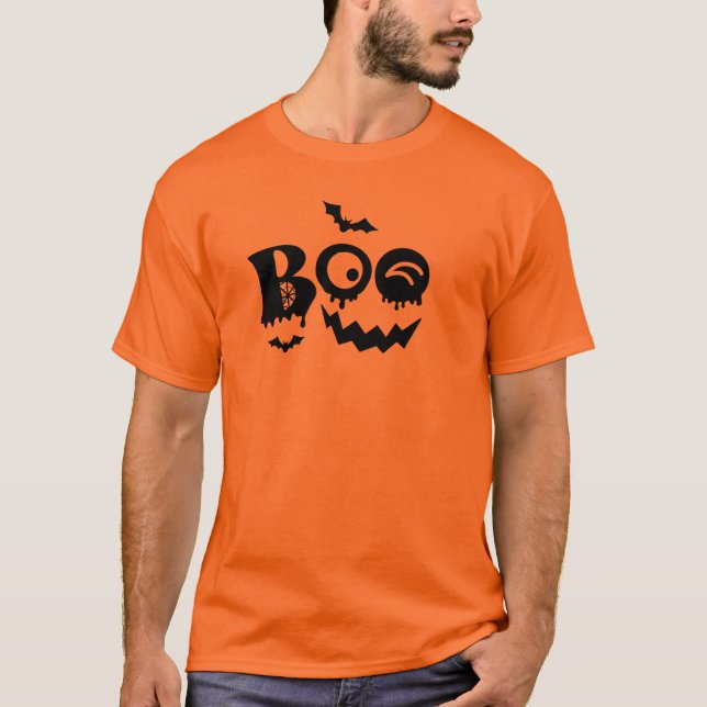 Camiseta Boo Pumpkin Face Halloween T-Shirt Design (Frente)