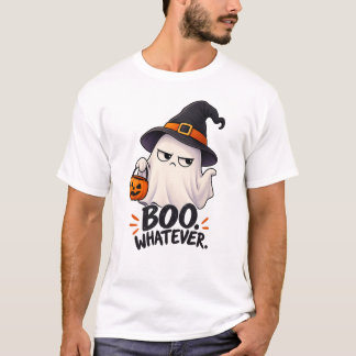 Camiseta Boo Qualquer Coisa Engraçado Mal-Humorado Fantasma