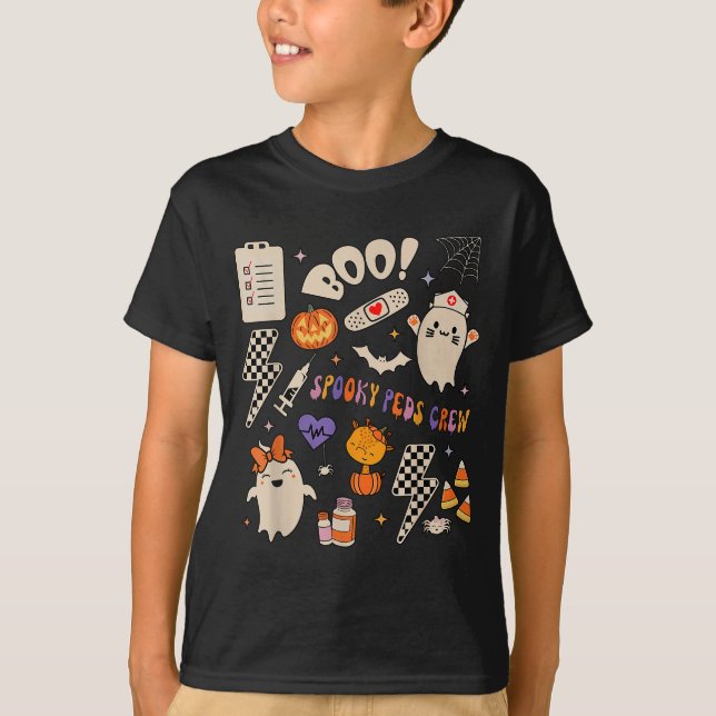 Camiseta Boo Soky Peds Crew Ghost Pediatric Nurse Halloween (Frente)