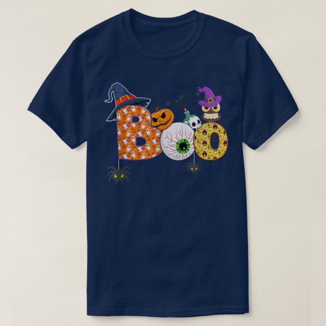 Camiseta Boo Spiders Pumkin & Witch Hallow (Frente do Design)
