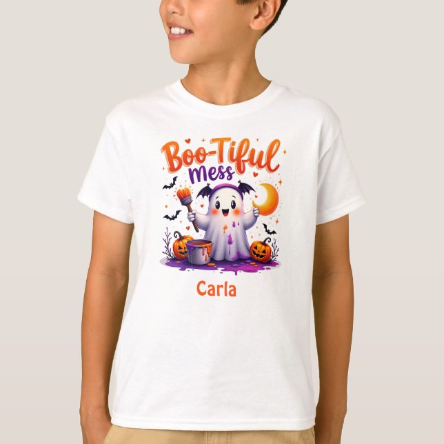 Camiseta Boo-Tiful Mess Halloween Ghost (Frente)