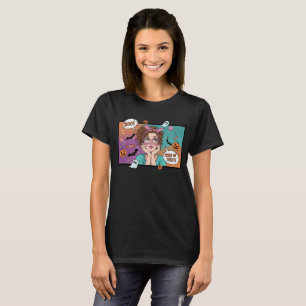 Camiseta "Boo! Trick ou Treat!" Teto de Halloween do Painel