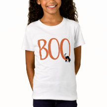 Boo with Black Cat Halloween Design