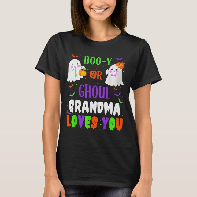 Camiseta Boo-y Or Ghoul Grandma Loves You Boo Halloween Bab (Frente)