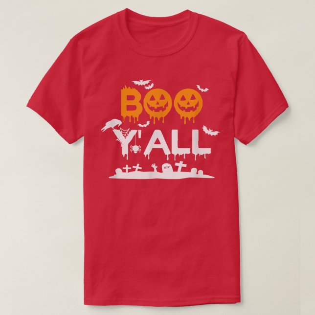 Camiseta Boo Y Pumpkin Ghosts Scary Witch Engraçado Hallowe (Frente do Design)