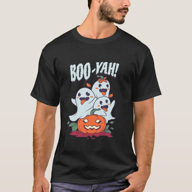 Camiseta Boo Yah Funny Ghost Jack o Lantern Pumpkin Hallowe (Frente)