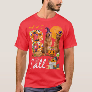 Camiseta Boo Yall Três Cães Retriever Ouros Cos Halloween
