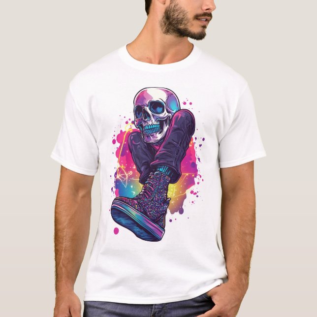 Camiseta Boogie Bones � Funny 70s Disco Skull (Frente)