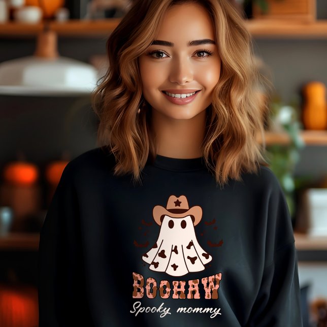 Camiseta Boohaw Halloween Retro Groovy Ghost Spooky Black (Boohaw Halloween Retro Groovy Ghost Spooky Black Long Sleeve T-Shirt)