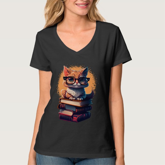 Camiseta Book  Cat fan bookworm Cats and Books  1 (Frente)