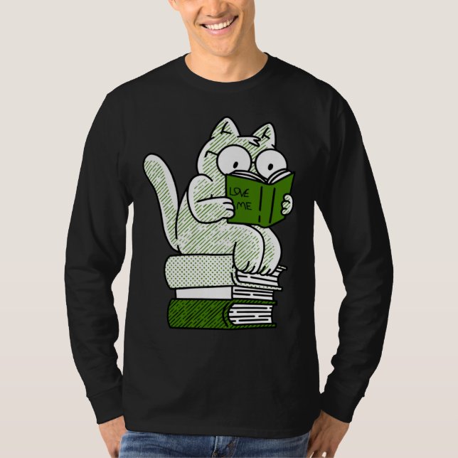 Camiseta book  cat reading  cute (Frente)