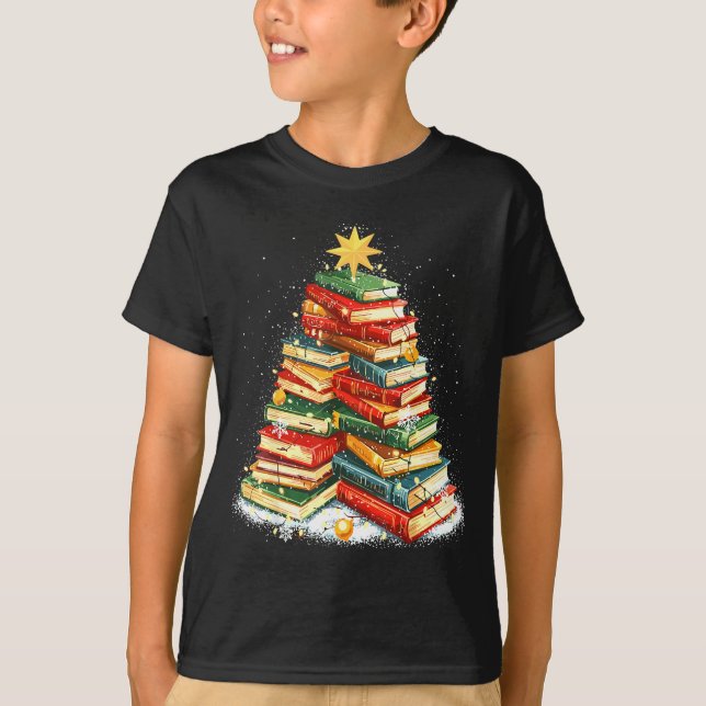 Camiseta Book Christmas Tree Reading  (Frente)