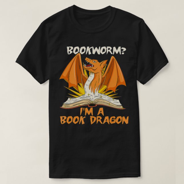 Camiseta Book Dragon Design para um Livro da Fantasia (Frente do Design)