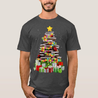 Camiseta Book Lover Christmas Tree Bookworm Bibliotecário C