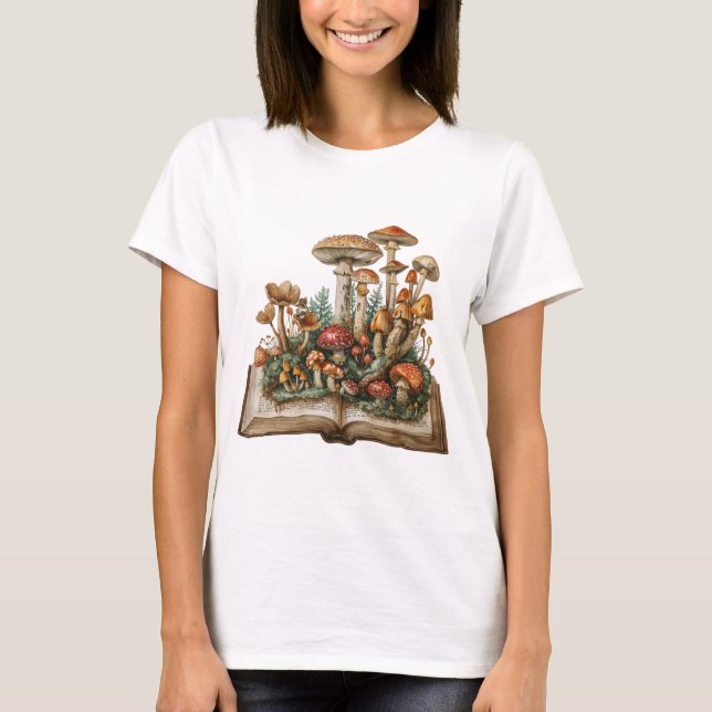 Camiseta Book Lover Fantasy Mushroom Adventure (Frente)