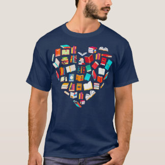 Camiseta Book Lover Heart Shape Reading Club Librarian Book