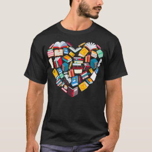 Camiseta Book Lover Heart Shreading Club Bibliotecarian Lib
