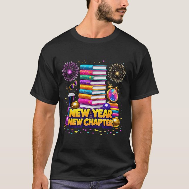 Camiseta Book Lovers Happy New Year Chapter 2026 Bookworm F (Frente)