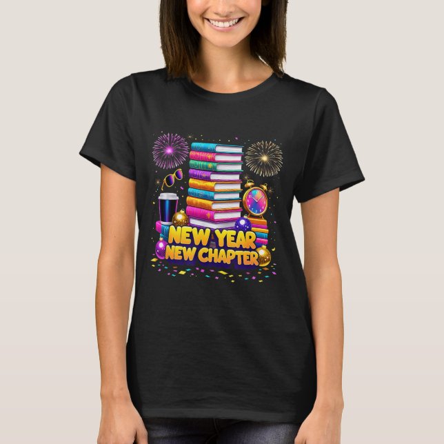 Camiseta Book Lovers Happy New Year Chapter 2026 Bookworm F (Frente)