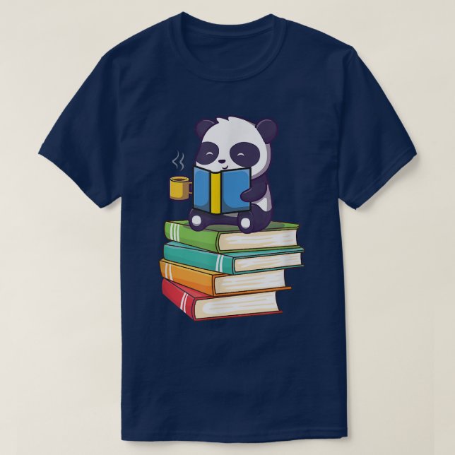 Camiseta Book reading Panda with coffe  (Frente do Design)