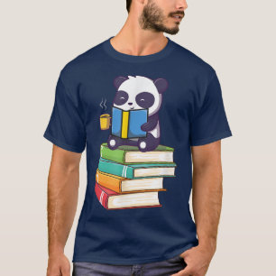 Camiseta Book reading Panda with coffe 